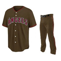 Set Jersey Baseball Angels Putih Bermotif Lengan Pendek Bahan Tackle Twill Pria Regular Fit Bernapas Cepat Kering Musim Panas 100% Poliester