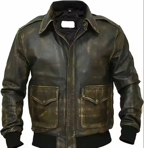 Veste en cuir pour homme sur mesure de qualité supérieure au meilleur prix, avec col montant, logo sur le devant, imperméable, design vintage d'hiver, fabriquée au Pakistan - Product Image 6