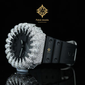 Reloj Unisex de Lujo en Plata 925 con Diamantes Moissanite VVS, Bisel con Incrustaciones de Espinas, Mecánico Digital, Estilo Hiphop, Joyería de Boda, Correa de Goma - Product Image 2