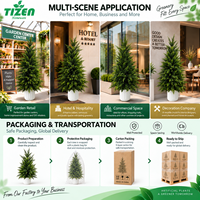 Arbre de cèdre vert artificiel de 90 cm, plante artificielle en pot, pot orange, matériau PE, résistant aux UV, pour intérieur, extérieur, bureau