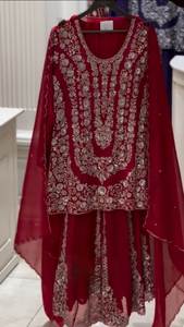 Elegante Georgette Plazo Set Hilo y trabajo de secuencia con Micro Dupatta interior Longitud 2,2 metros Tamaños M a XXL Plus 3XL Margen - Product Image 3