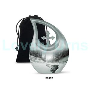 โกศใส่เถ้ากระดูกแบบหยดน้ำตาเกล็ดหิมะสำหรับผู้ใหญ่ขี้เถ้าของตกแต่งรูปไม้กางเขนขนาดใหญ่พร้อมถุงกำมะหยี่ฟรี - Product Image 4