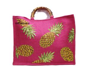 2025 Custom Beaded Eco-Friendly Jute Bag Reusable Beach Theme Shopping Tote Canvas Amazingly Recyclable Grocery Ins <b>Handbags</b> - Product Image 3