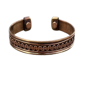 2020 France 3mm demi-gros bracelet en cuivre hommes pur cuivre thérapie magnétique main rustique marteau texture bracelet - Product Image 3