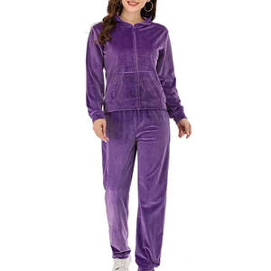 Chándal profesional de terciopelo de invierno para mujer, ropa de calle de talla grande de alta calidad a bajo precio con conjuntos de patrón sólido transpirable - Product Image 2