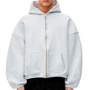 Custom Logo Unisex Hoodies Men's Plus Size Boxy Fit Zipper Thick Oversized Full Zip Hoodie Embroidered Technique Drop Shoulder - Product Image 1