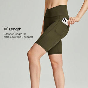 Pantalones cortos de yoga personalizados para mujer Pantalones cortos de gimnasio elásticos de cintura alta para entrenamiento Correr Pantalones cortos de fitness transpirables con logotipo - Product Image 2