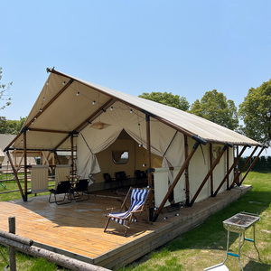 Tente de Glamping Hôtelière de Luxe Écologique <span class=keywords><strong>JLW</strong></span> 5m Double Hauteur, Housse Oxford Ignifuge, PVC Extensible, Couleur Bois, Aluminium - Product Image 2