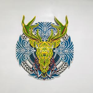 Pieza de Arte de pared de madera MDF multicapa moderna, diseño Vertical, astas de cabeza de ciervo para decoración del hogar, restaurante/mejora de Hotel - Product Image 1