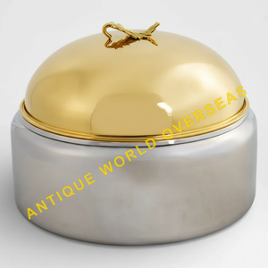 Marmite de luxe à double tonalité or et argent, isolée, antiadhésive, durable, intérieur en acier inoxydable poli, design de bouton en forme de feuille, 26 cm - Product Image 6