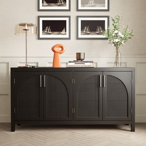 Armoire 4 portes rotin noir couleur solide bois de teck-Hôtel Projet Meubles Fabrication de l'Indonésie - Product Image 3