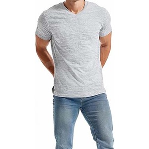 T-shirt de sport pour homme en coton 100% respirant à manches courtes, uni, sans marque, pour la course à pied, la salle de sport, impression, hauts actifs - Product Image 1