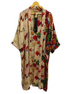 ชุดกิโมโนสำหรับผู้หญิงชุดคลุมบิกินี่ชุดคลุมสำหรับใส่กลางคืนชุดคลุมยาวชุดกิโมโนผ้าไหมส่าหรีแบบรีไซเคิลสไตล์วินเทจทำด้วยมือ - Product Image 3