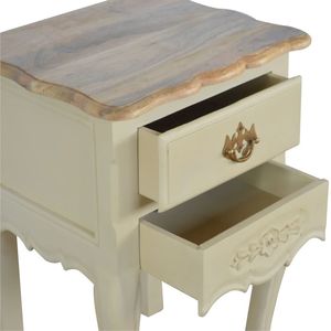 Elegante estilo francés crema caoba muebles de dormitorio tallado a mano cajón individual mesita de noche acento artesanal mesita de noche - Product Image 5