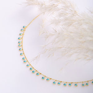 Turquesa esmalte ojo forma diseño liso coctelera collar venta al por mayor hecho a mano turco 925 joyería de plata esterlina - Product Image 4