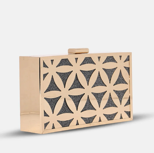 กระเป๋าคลัทช์ทรงเรขาคณิตสีทองแบบแอบสแตรกของผู้หญิงกระเป๋าถือขนาดเล็กของประดับในสวน - Product Image 4