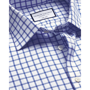 Bleu cobalt 100% coton de qualité supérieure col montant décontracté chemise de printemps pour hommes tricoté en relief solide sans fer sans plis 240g OEM - Product Image 3