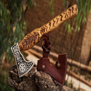 Wholesale Customized High Quality OEM ODM Service Handmade Damascus Steel Industrial <b>Axe</b> Fine Leather Sheath Ash Wood <b>Handle</b> - Product Image 1
