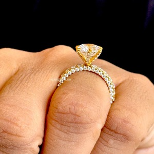 Bague de fiançailles en or massif 14K 2 Ct CVD IGI certifié diamant solitaire, bague en diamant solitaire de 2 Ct taille ronde cultivée en laboratoire - Product Image 1