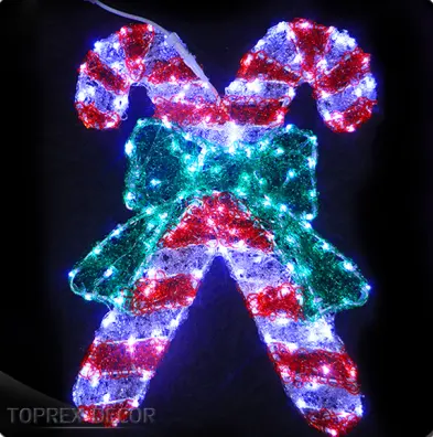 Décorations de Noël personnalisées à grand motif 3D commercial pour l'extérieur Thème pastel Canne à sucre Décorations de Noël avec lumières