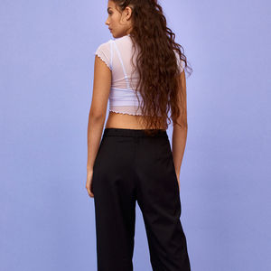 Pantalon de survêtement femme personnalisé nouveau pantalon de survêtement décontracté à taille élastique avec décoration en dentelle avant plat Style OEM - Product Image 3