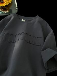 Chemises en relief personnalisées de haute qualité Fashionwear 100% coton chemise surdimensionnée 3D en relief solide tricoté T-Shirts pour hommes - Product Image 3