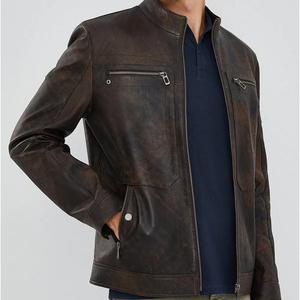 Servicio de precio barato Chaquetas de cuero Hombres Color negro Hombres Chaqueta de cuero de manga completa para hombres - Product Image 3