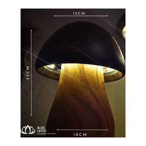 Wood Table Lamp Wooden Lamp Living Room Bedroom Hotel Bedside Art Decoration Table Lamp Sky Pham Blue Lotus Shape <b>Mushroom</b> - Product Image 3