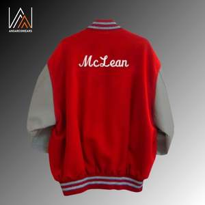 Vente en gros Vestes pour hommes unisexes avec broderie personnalisée Letterman Bomber rouge en laine respirante Varsity coupe régulière vestes longues pour hommes - Product Image 2