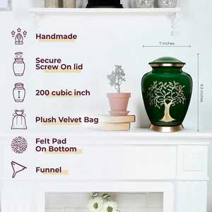 Dark Green Elegant Pet Casket & <b>Urn</b> for Male & Female Adults <b>Large</b> Decorative Cremation <b>Urn</b> for Funeral Use - Product Image 2