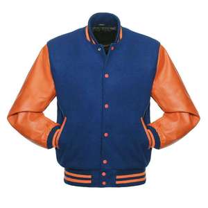 Chaqueta Varsity de mangas de cuero de cuerpo de lana de alta calidad High Street Front Logo Casual Wear Winter Warm - Product Image 2