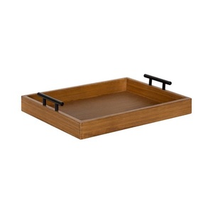 Bandejas de madera de excelente calidad, bandeja rectangular larga para servir con asas de metal fundido para uso multiusos a precio mayorista - Product Image 2
