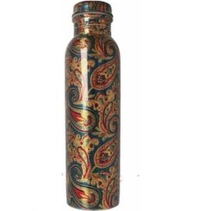 Atractiva Botella de Agua de Cobre con Adhesivo de Esmalte, Decoración Multicolor, Botella de Cobre para Gimnasio, Hogar y Oficina - Product Image 2