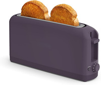 Grille-pain mince de 10 pouces 900W avec 6 niveaux de brunissage, boutons de réchauffage et d'annulation