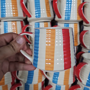 Tasse à café peinte à la main tasse à café florale cruche à café tasse à la main poterie cadeau en céramique pour anniversaire - Product Image 1