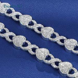 14K chapado en oro blanco 925 Plata moissanita diamante 12mm Iced Out Heart Infinity Link cadena para hombres collares elegantes para hombres - Product Image 4