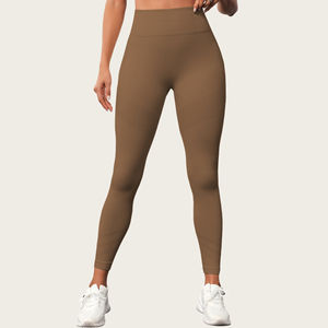Leggings de sport pour femmes, personnalisés, imprimés en sérigraphie, décontractés, taille haute, respirants, antibactériens, avec logo côtelé, longueur genou - Product Image 4