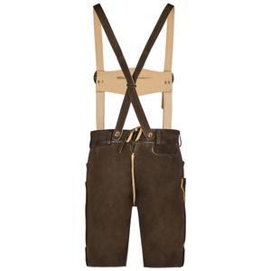 Luxury <b>Brown</b> 100% Cotton Lederhosen Eco-Friendly Quick Dry Breathable High Street Style Mid-Waist <b>Shorts</b> Traditional Stitch - Product Image 2