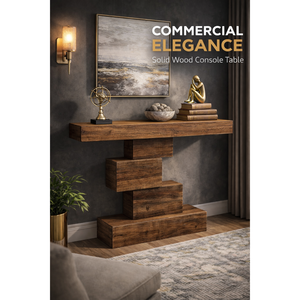 โต๊ะคอนโซลไม้สไตล์รัสติกสมัยใหม่ ขนาด 42.5 นิ้ว สไตล์ฟาร์มเฮาส์ ปรับเปลี่ยนได้ ใช้ได้ทั้งห้องโถงทางเข้า ห้องนั่งเล่น โรงแรม ไม้เนื้อแข็ง ดีไซน์โบราณ หรูหรา - Product Image 2