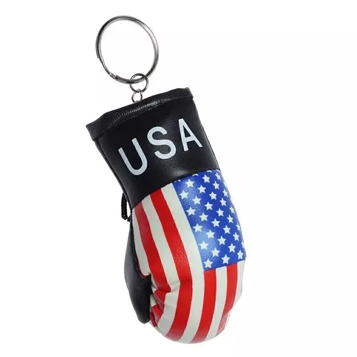 באיכות פרימיום ארה""ב מחזיק מפתחות כפפות אגרוף מרופדות מיני עור Pu מותאם אישית מחזיק מפתחות כפפות אגרוף מיני עם לוגו מותאם