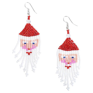 Pendientes de cuentas de semillas redondas bordadas hechas a mano clásicas Pendientes de gota de tendencia superior para mujeres y niñas de la India - Product Image 5