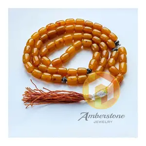 Old Vintage Baltic Amber Misbaha Prayer , 63 Barrel Beads , 56 grams