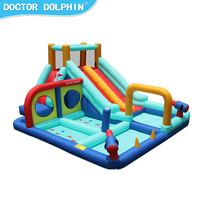 Castillo Inflable para Niños, de Tela Oxford 420D 840D, para Uso en Seco y Mojado, de Fácil Instalación, para el Hogar, Jardín y Piscina