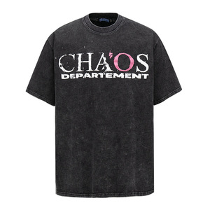 CHAOS Department T-shirt surdimensionné pour homme noir délavé à l'acide croix blanche audacieuse graphique Style Streetwear Jersey tissu Logo avant - Product Image 2