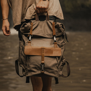 Sac à dos en cuir et toile de luxe de qualité supérieure, grande capacité, voyage en plein air, école, travail, unisexe, poche élégante, vintage, haute qualité - Product Image 2