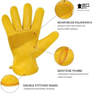 Gants de travail en cuir véritable OEM Revêtement en polyuréthane antidérapant imperméable pour hommes femmes-Jardinage Construction Moto Utilisation - Product Image 2