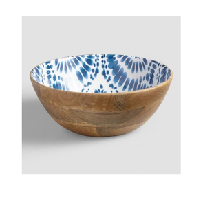 Bol rond en bois d'acacia émaillé imprimé bol à salade et à fruits pour mariage et fête bol de service prix le plus bas - Product Image 6