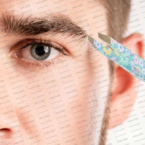 Juego de pinzas para cejas, pinzas estampadas con flores bonitas, depilación de vellos faciales encarnados, acero inoxidable de Vaslcare - Product Image 5