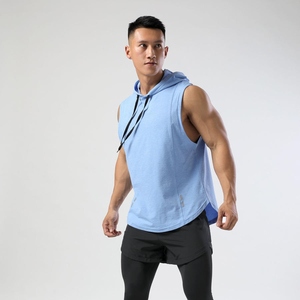 Débardeur d'entraînement à capuche pour hommes, sport, musculation, musculation, coupe musculaire, t-shirt sans manches pour hommes - Product Image 4