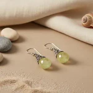 Boucles d'oreilles pendantes en argent 925 avec quartz vert tendance pour femmes - Product Image 3